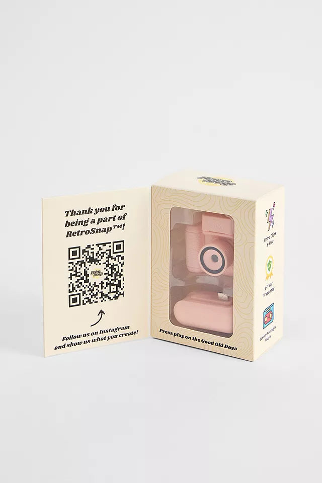 RetroSnap® – Mini Appareil Photo Numérique au Style Rétro + Carte Mémoire 32 Go OFFERTE, Crochet Mousqueton & Batterie Amovible (Autonomie Supplémentaire de 180 min)