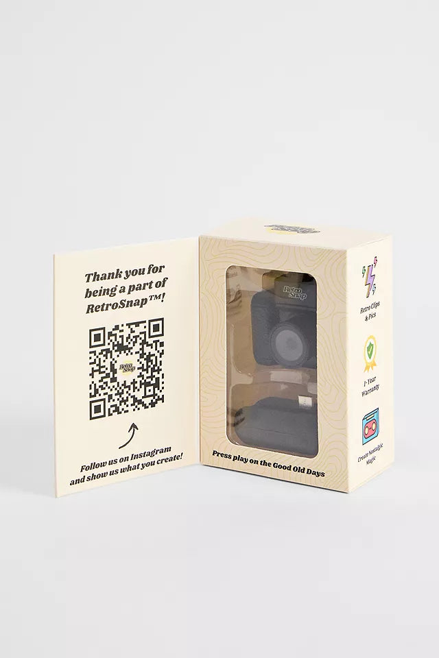 RetroSnap® – Mini Appareil Photo Numérique au Style Rétro + Carte Mémoire 32 Go OFFERTE, Crochet Mousqueton & Batterie Amovible (Autonomie Supplémentaire de 180 min)