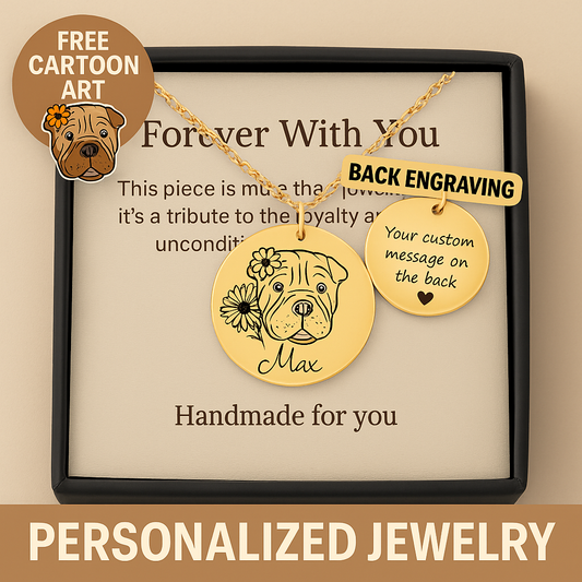 Custom Pet Necklace + Free Cartoon Art!